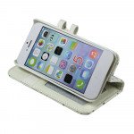 Wholesale iPhone 5 5S Simple Leather Wallet Case with Stand (White)